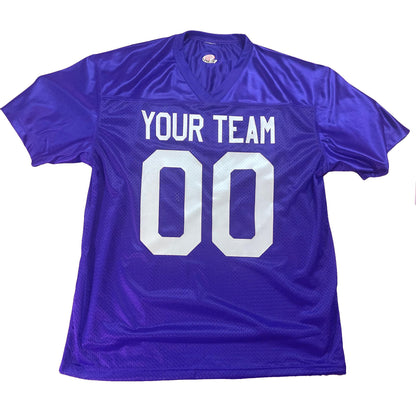 Royal Blue Custom Football Jersey, customized with Names and Numbers 1 Color, 2 Color, Football Art or Sleeve Numbers, 18 Vinyl Print Colors