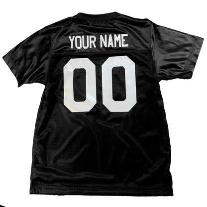 Black Custom Football Jersey, customized with Names and Numbers 1 Color, 2 Color, Football Art or Sleeve Numbers, 18 Vinyl Print Colors