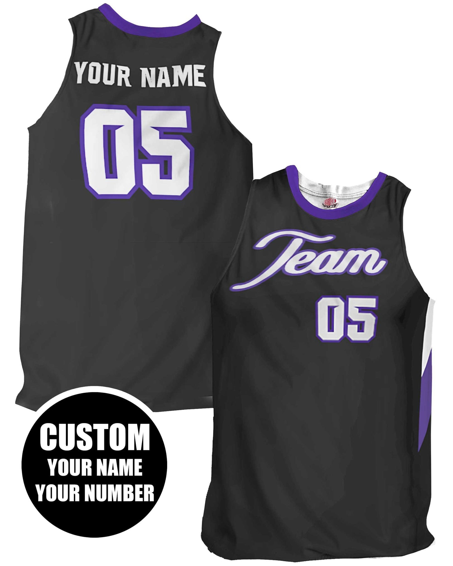 Custom Black Basketball Jersey: Elegant Script Font, Bold Names & Numbers