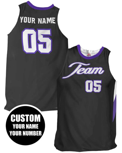 Custom Black Basketball Jersey: Elegant Script Font, Bold Names & Numbers