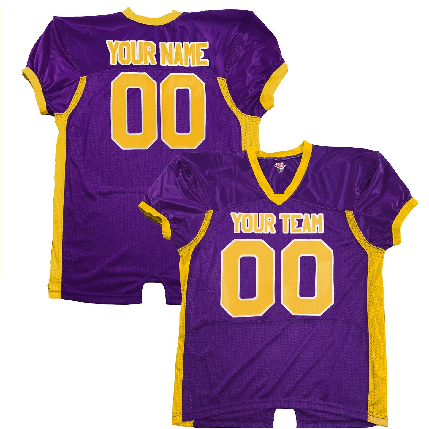 Blitz Pro Style fitted Purple and Gold Football Jersey, Classic Vinyl, Customized Names and Numbers, Authentic School Team Uniform, Durable