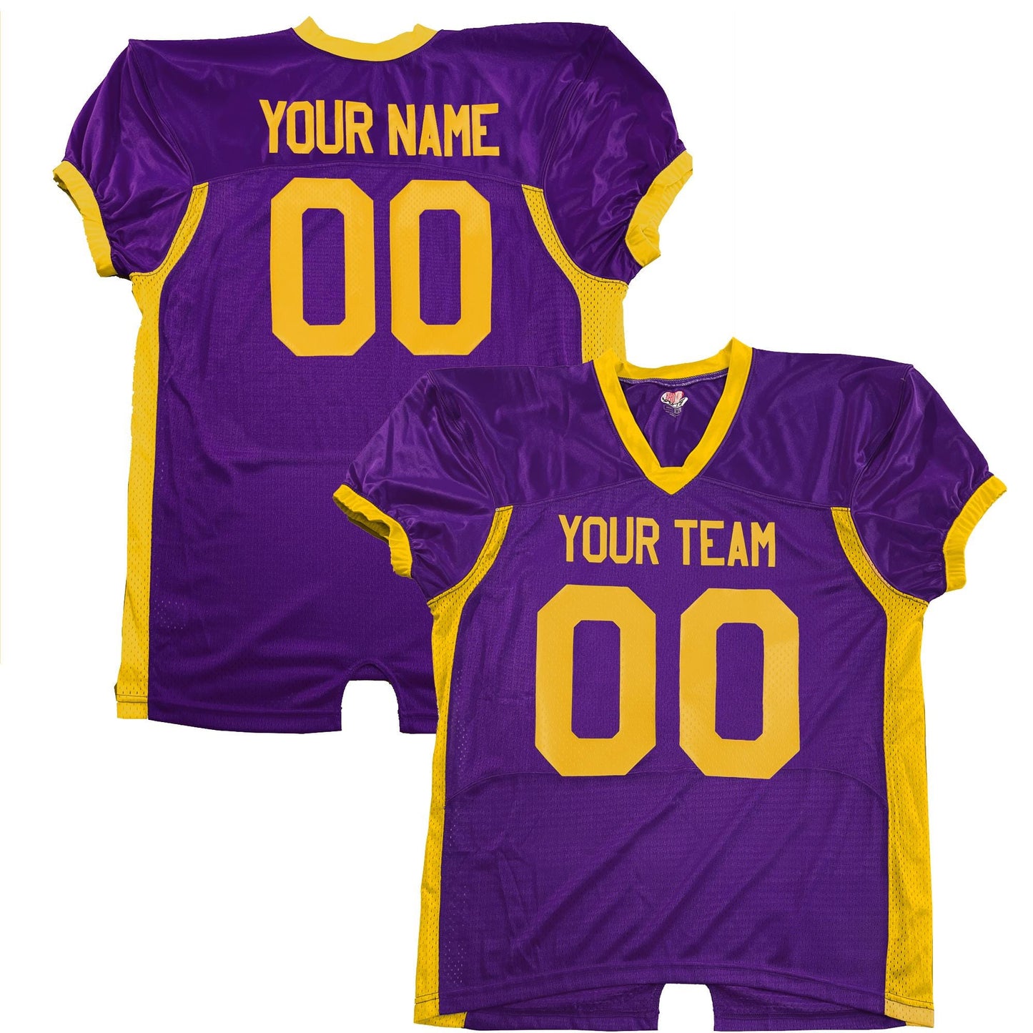 Blitz Pro Style fitted Purple and Gold Football Jersey, Classic Vinyl, Customized Names and Numbers, Authentic School Team Uniform, Durable