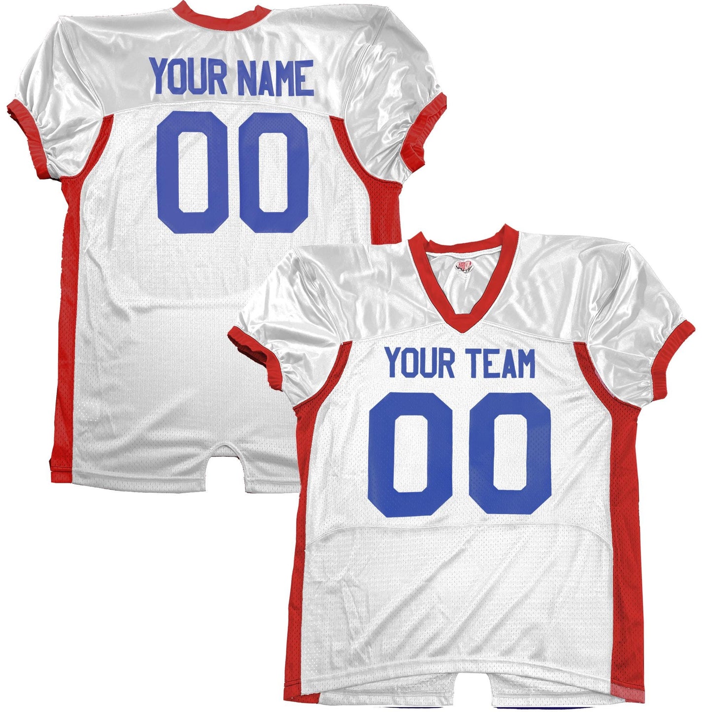 American Football Pro Fit Game Jersey, Red White Blue, Professional Fit Custom College, High School, Patriotic, Stretch Mesh, Dazzle Spandex