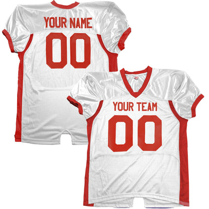 American Football Pro Fit Game Jersey, Red White Blue, Professional Fit Custom College, High School, Patriotic, Stretch Mesh, Dazzle Spandex