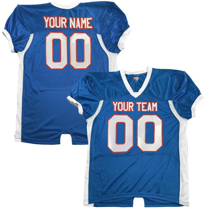 American Football Pro Fit Game Jersey, Red White Blue, Professional Fit Custom College, High School, Patriotic, Stretch Mesh, Dazzle Spandex