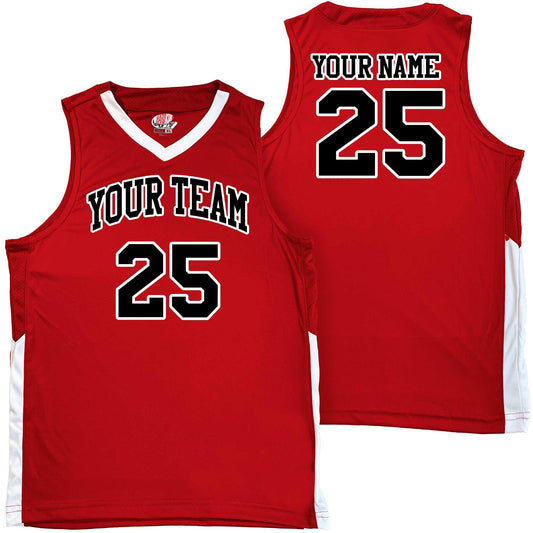 Scarlet Red, Black and white Custom Basketball Jersey Customized - your team or school with vinyl Add Basketball Shorts To make a Uniform
