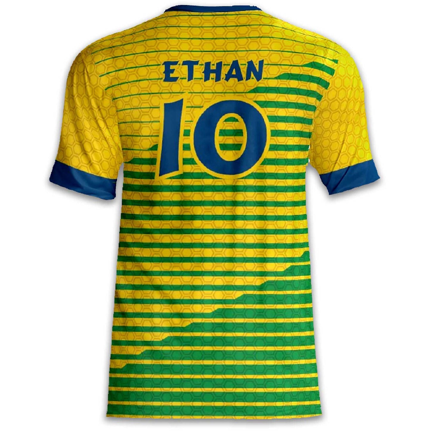 Custom Brazil Soccer Jersey – Yellow Green Blue Edition – Pro Look – Personalized Name and Number