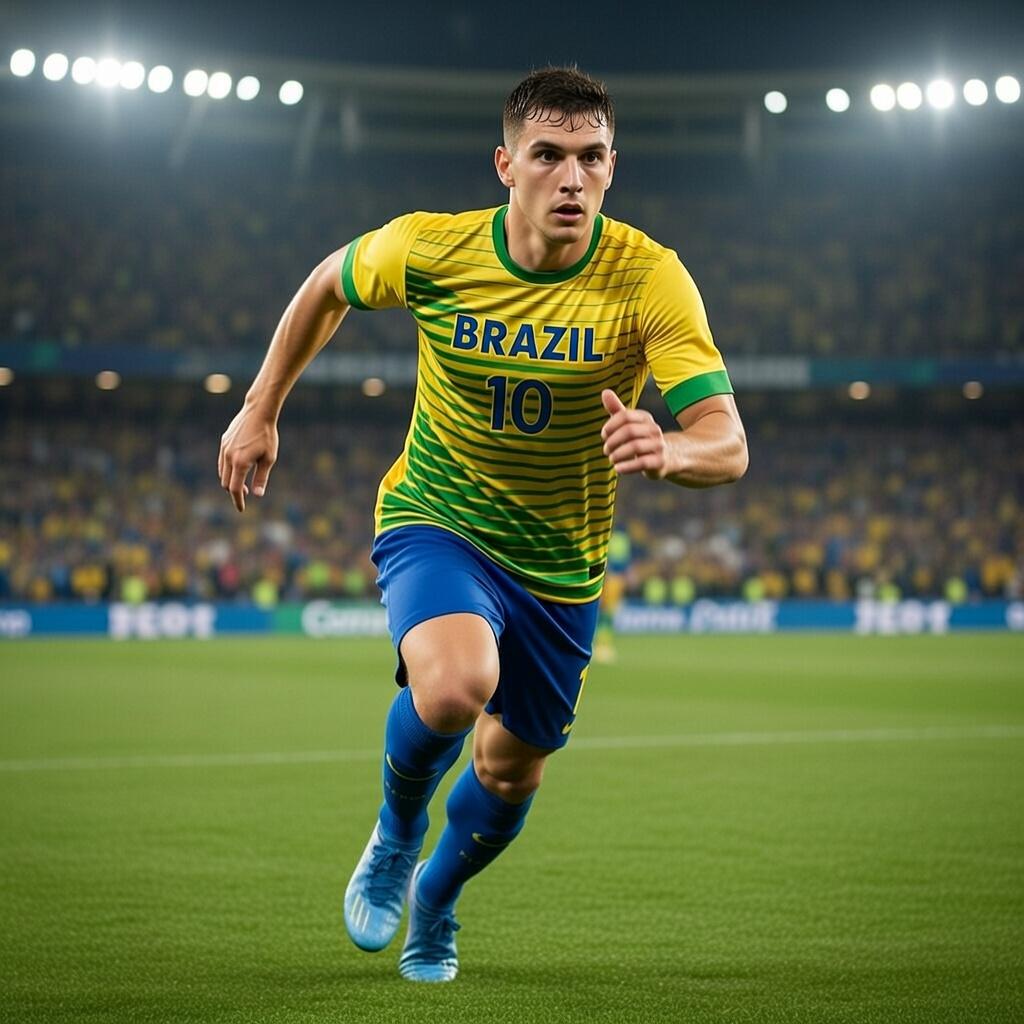 Custom Brazil Soccer Jersey – Yellow Green Blue Edition – Pro Look – Personalized Name and Number