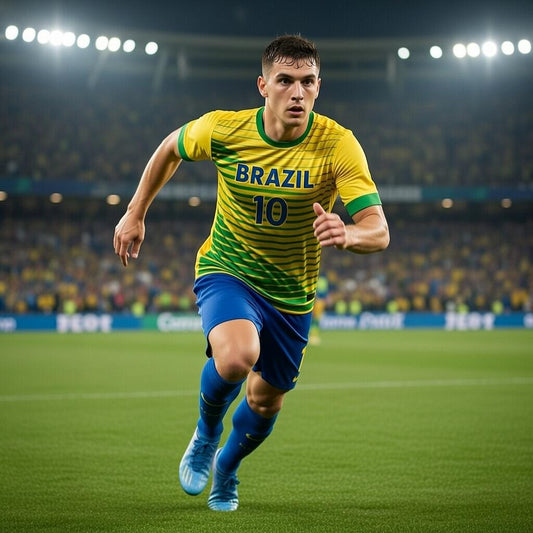 Custom Brazil Soccer Jersey – Yellow Green Blue Edition – Pro Look – Personalized Name and Number