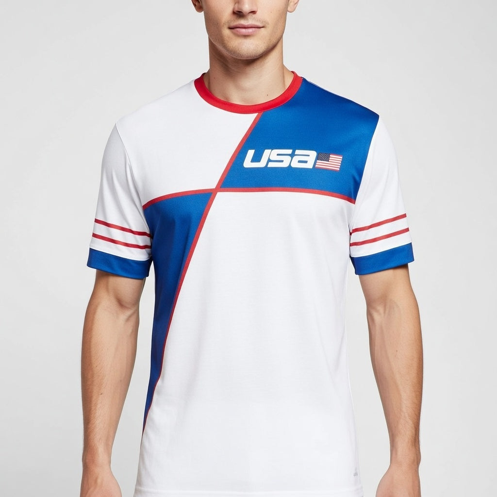 Custom USA Soccer Jersey – White Royal Red Edition – Pro Look – Personalized Name and Number