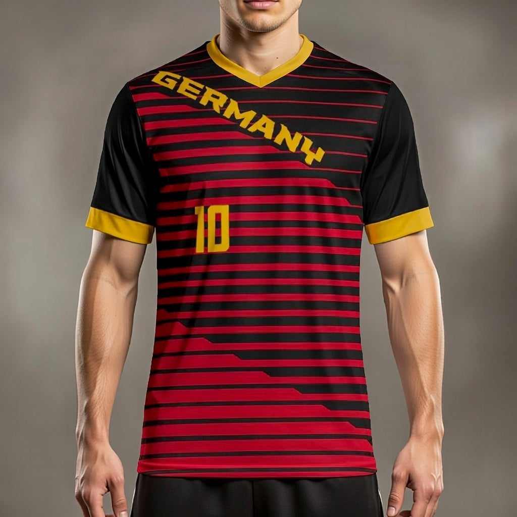 Custom Germany Soccer Jersey – Black Gold Red Edition, Pro Look & Personalized Name/Number