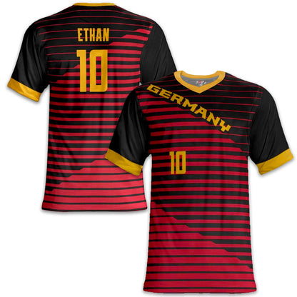 Custom Germany Soccer Jersey – Black Gold Red Edition, Pro Look & Personalized Name/Number