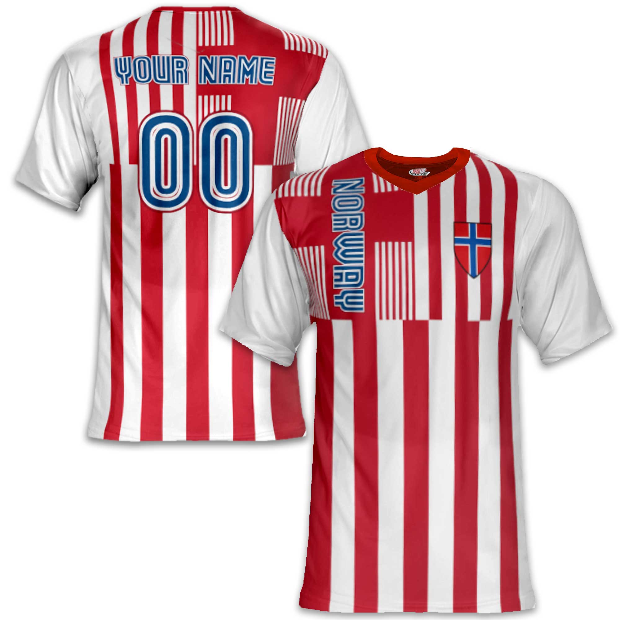Custom Norway Soccer Jersey – Red White Blue Edition – Pro Look – Personalized Name and Number