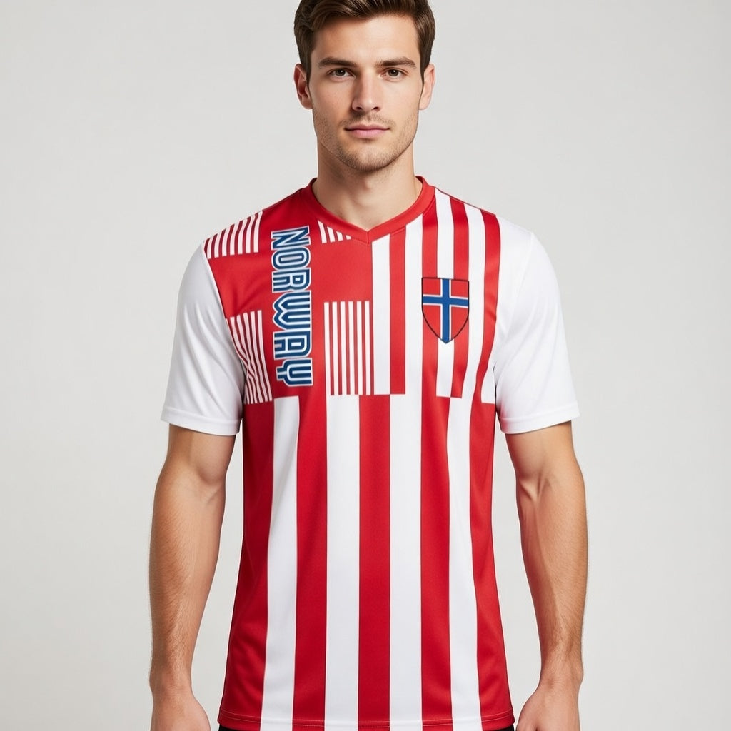 Custom Norway Soccer Jersey – Red White Blue Edition – Pro Look – Personalized Name and Number