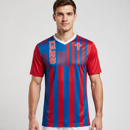 Custom Iceland Soccer Jersey – Red Royal White Edition – Pro Look – Personalized Name and Number