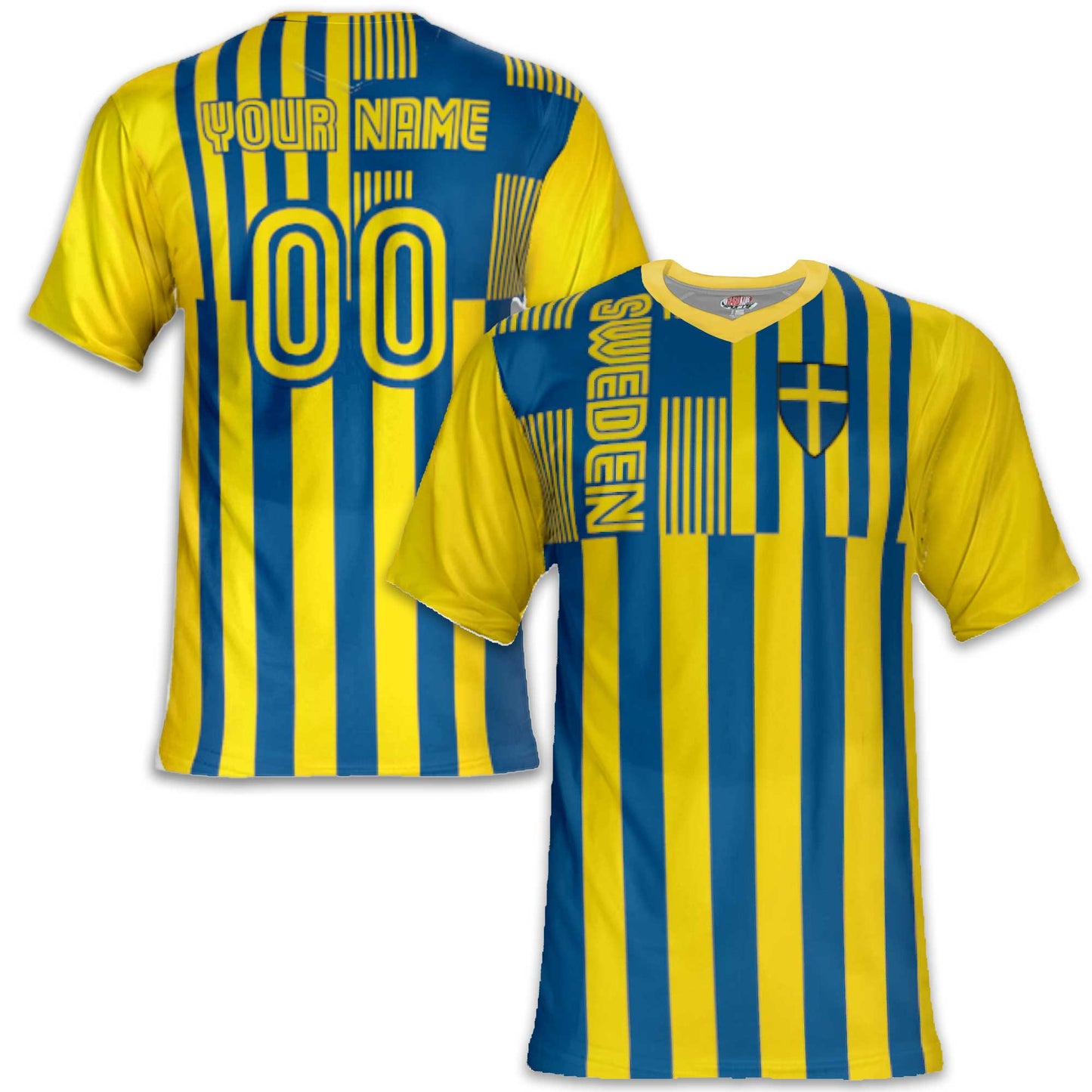 Custom Sweden Soccer Jersey – Yellow Royal Edition – Pro Look – Personalized Name and Number