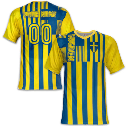 Custom Sweden Soccer Jersey – Yellow Royal Edition – Pro Look – Personalized Name and Number