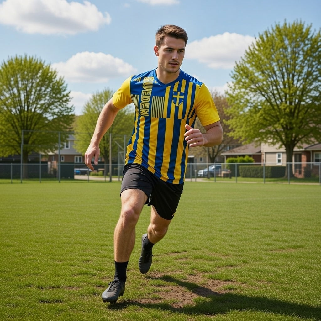 Custom Sweden Soccer Jersey – Yellow Royal Edition – Pro Look – Personalized Name and Number