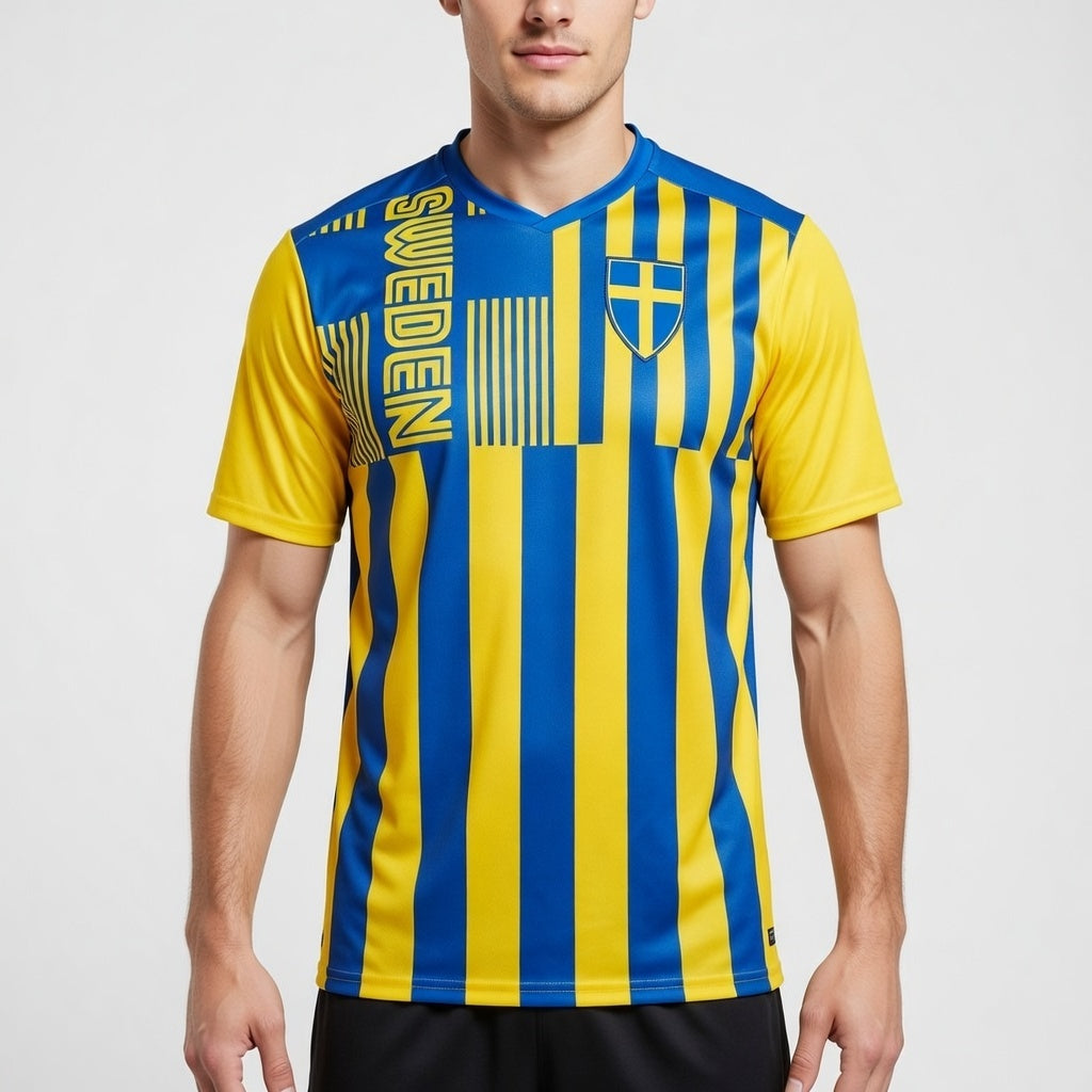 Custom Sweden Soccer Jersey – Yellow Royal Edition – Pro Look – Personalized Name and Number