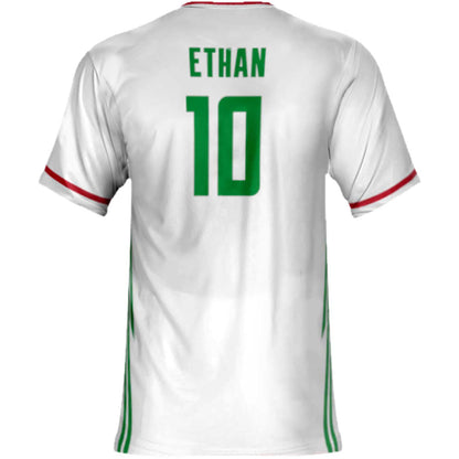 Custom Mexico Soccer Jersey – White Kelly Red Edition – Pro Look – Personalized Name and Number