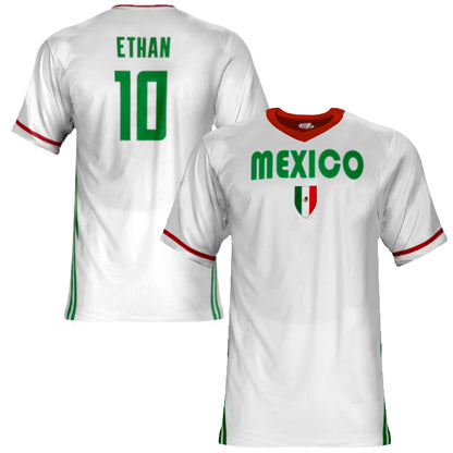 Custom Mexico Soccer Jersey – White Kelly Red Edition – Pro Look – Personalized Name and Number