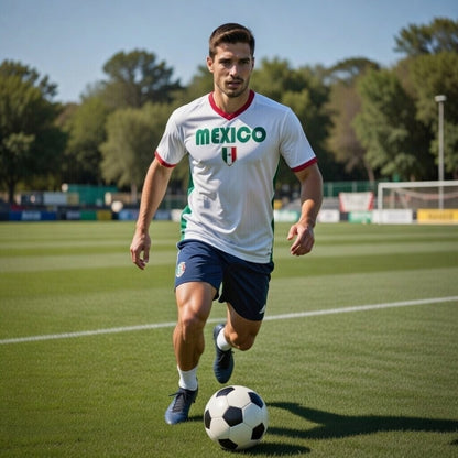 Custom Mexico Soccer Jersey – White Kelly Red Edition – Pro Look – Personalized Name and Number