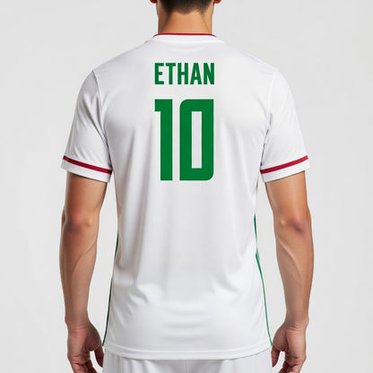 Custom Mexico Soccer Jersey – White Kelly Red Edition – Pro Look – Personalized Name and Number