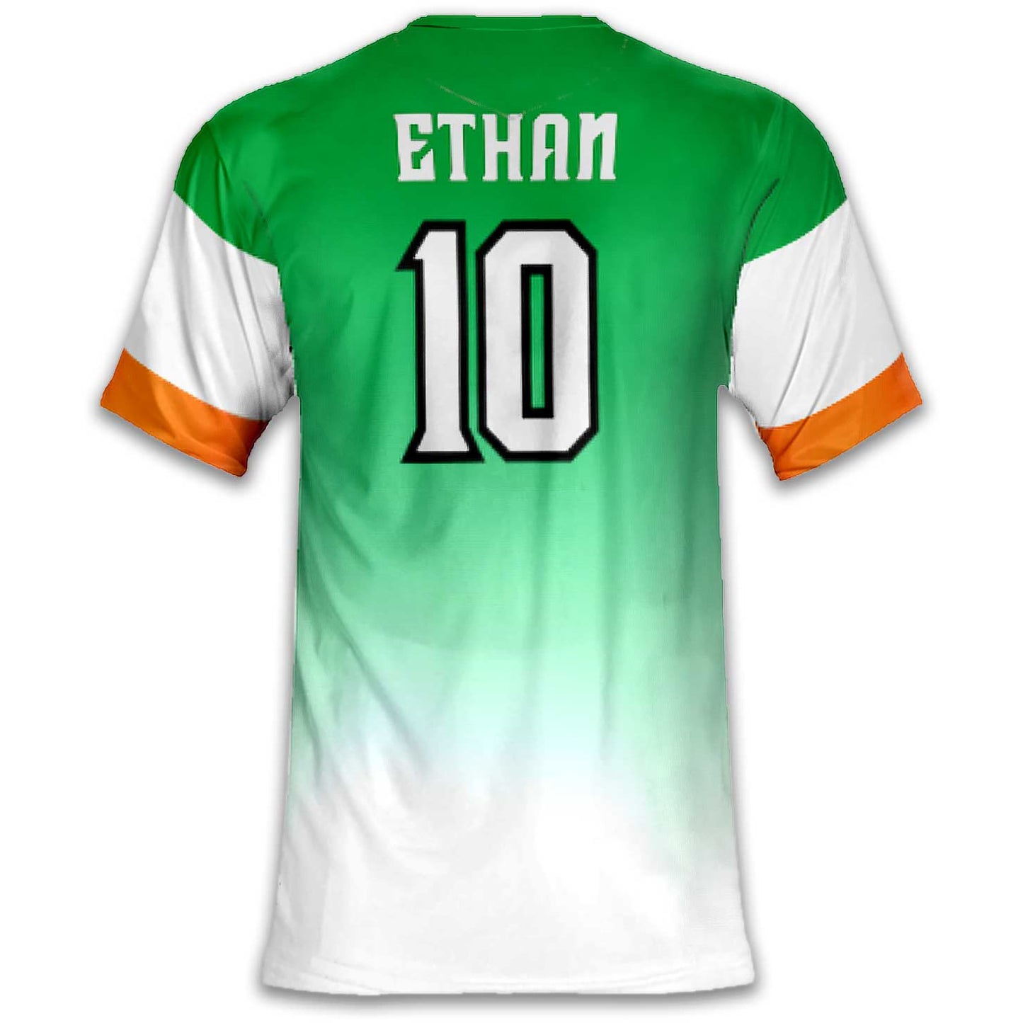 Custom Ireland Soccer Jersey – Kelly White Orange Edition – Pro Look – Personalized Name and Number