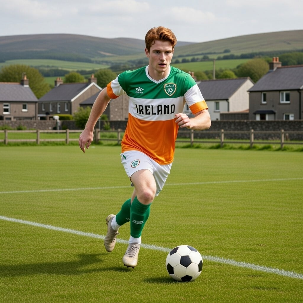 Custom Ireland Soccer Jersey – Kelly White Orange Edition – Pro Look – Personalized Name and Number