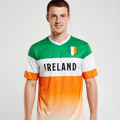Custom Ireland Soccer Jersey – Kelly White Orange Edition – Pro Look – Personalized Name and Number