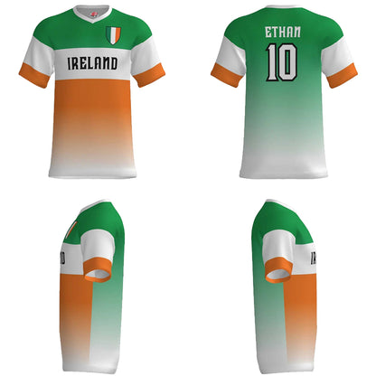 Custom Ireland Soccer Jersey – Kelly White Orange Edition – Pro Look – Personalized Name and Number