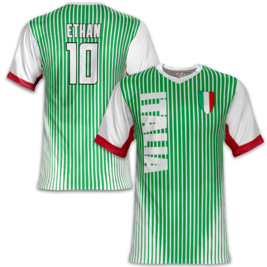 Custom Italy Soccer Jersey – Green White Red Edition – Pro Look – Personalized Name and Number
