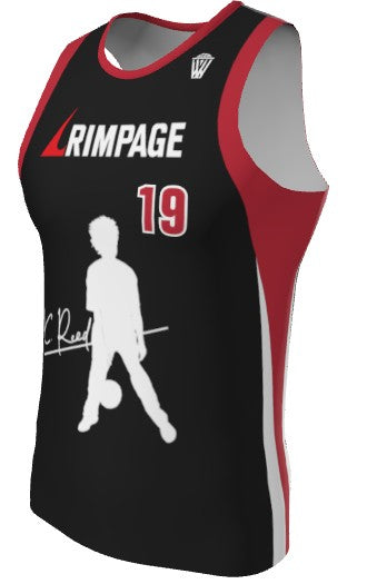 Custom Rimpage Black, Red and White Basketball Uniform