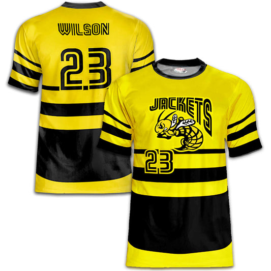 Jackets Color‑Pop Baseball Jersey – Yellow / Black / White – Custom Team Options