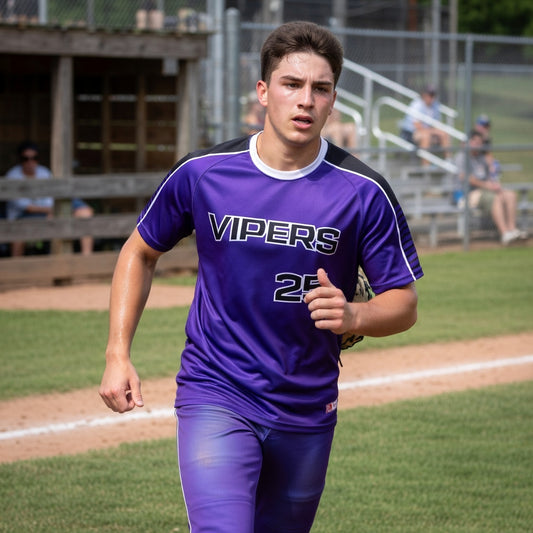 Vipers Wave‑Script Baseball Jersey – Purple / Black / White – Fully Customizable