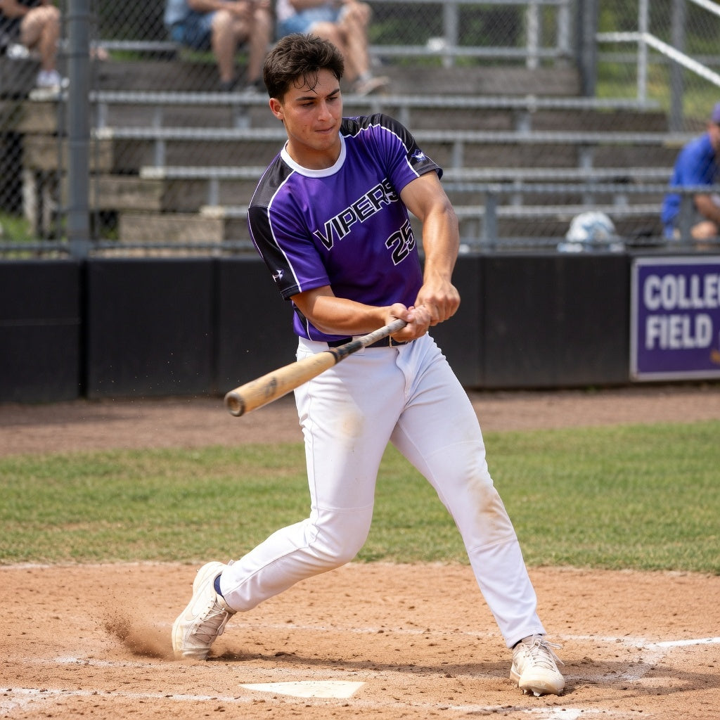Vipers Wave‑Script Baseball Jersey – Purple / Black / White – Fully Customizable