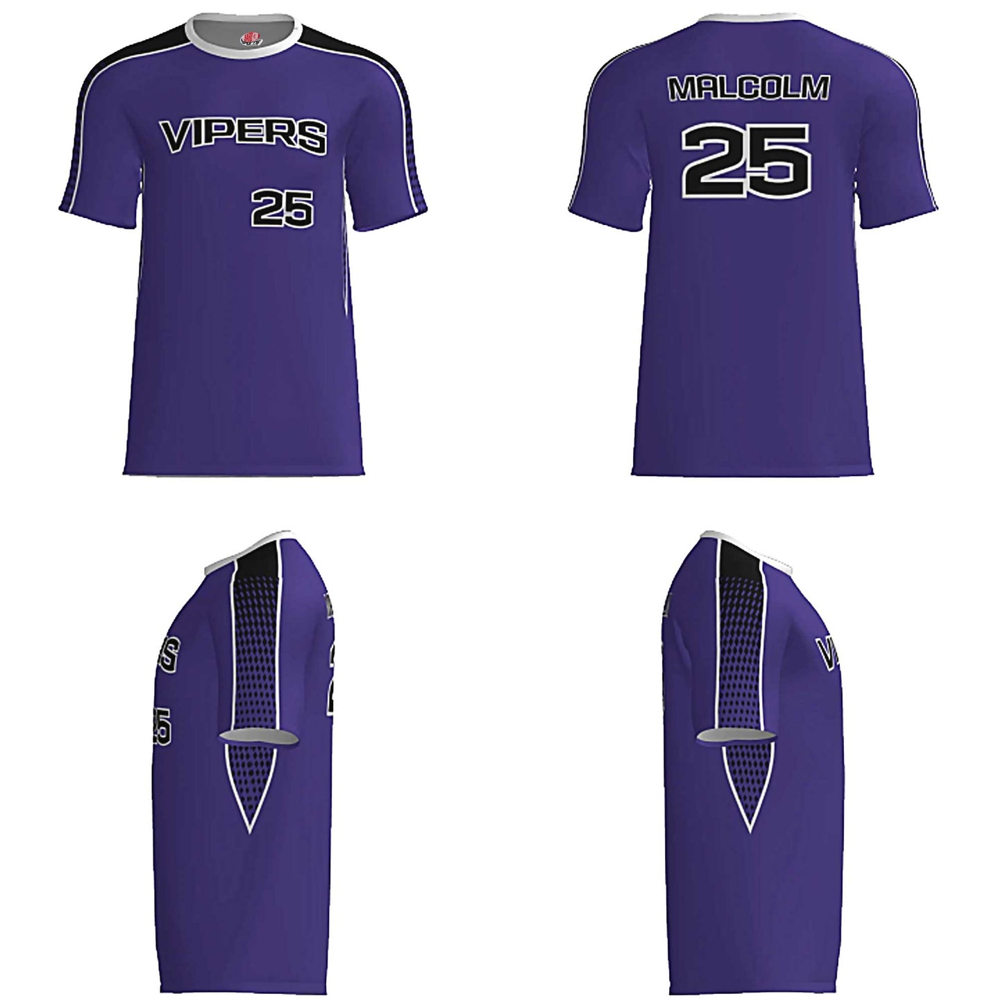 Vipers Wave‑Script Baseball Jersey – Purple / Black / White – Fully Customizable