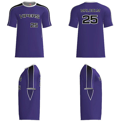 Vipers Wave‑Script Baseball Jersey – Purple / Black / White – Fully Customizable