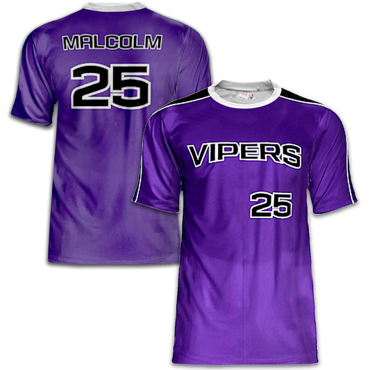 Vipers Wave‑Script Baseball Jersey – Purple / Black / White – Fully Customizable